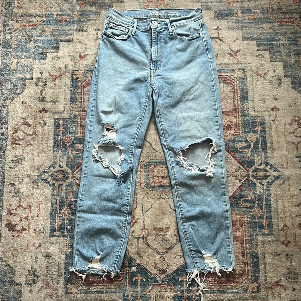 Levi’s Denizen High Rise Vintage Slim Super Distressed Light Blue Denim Jeans
